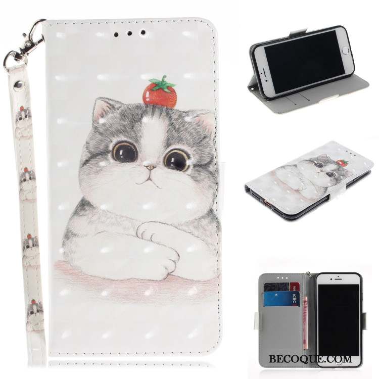 Moto G7 Plus Gris Coque De Téléphone Dessin Animé Portefeuille Housse Plier