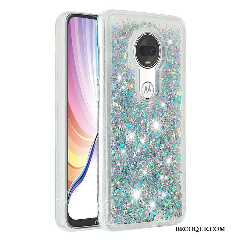 Moto G7 Plus Étui Quicksand Fluide Doux Violet Coque De Téléphone