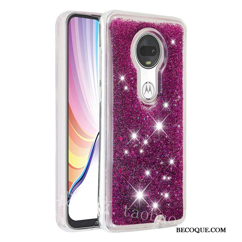 Moto G7 Plus Étui Quicksand Fluide Doux Violet Coque De Téléphone