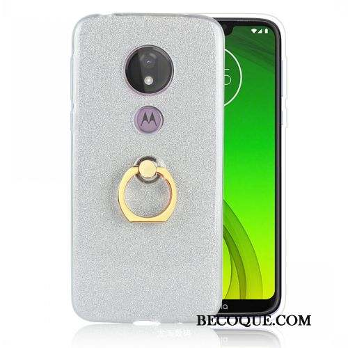 Moto G7 Power Coque Protection Argent Support Europe Étui Fluide Doux