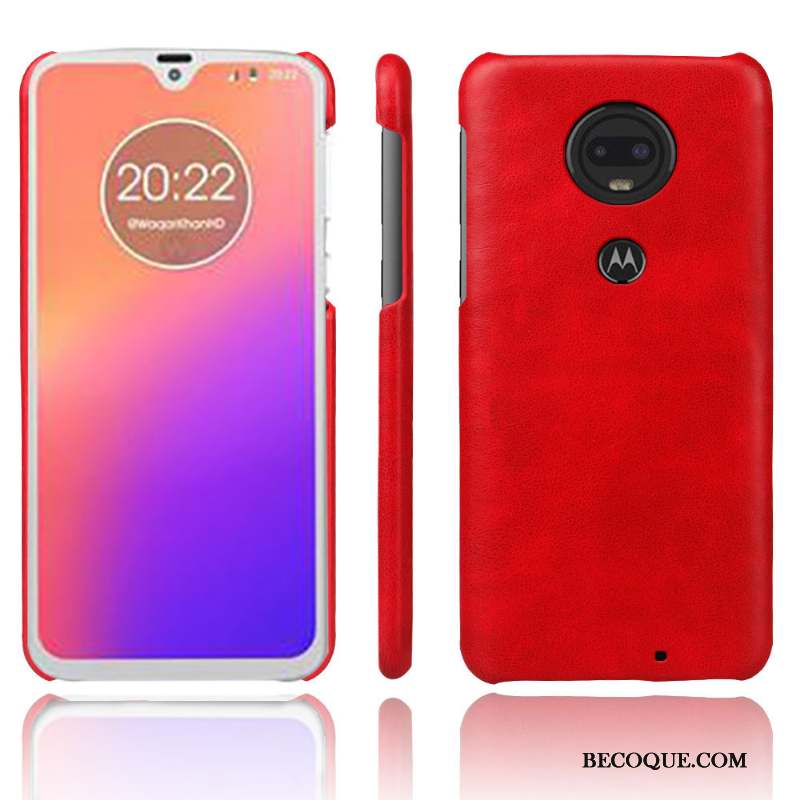 Moto G7 Vintage Cuir Rouge Étui Coque De Téléphone Incassable