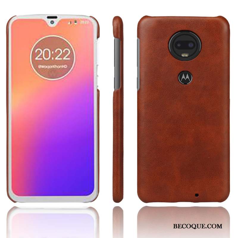 Moto G7 Vintage Cuir Rouge Étui Coque De Téléphone Incassable