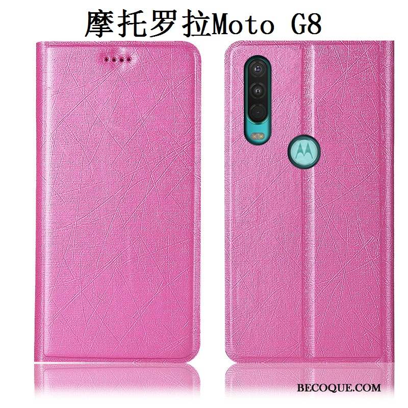 Moto G8 Coque Protection Tout Compris Or Étui Soie Étui En Cuir