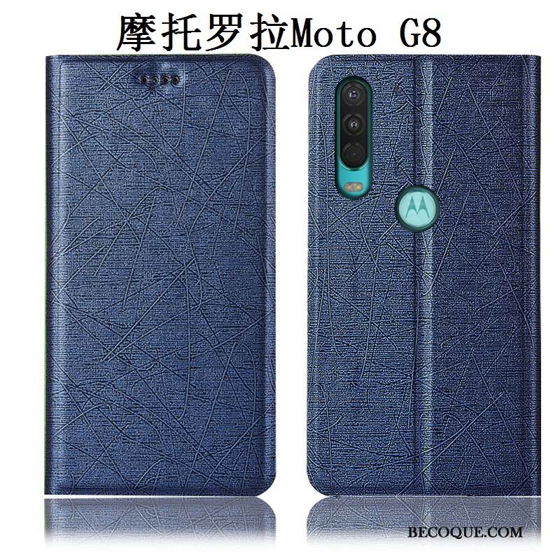 Moto G8 Coque Protection Tout Compris Or Étui Soie Étui En Cuir