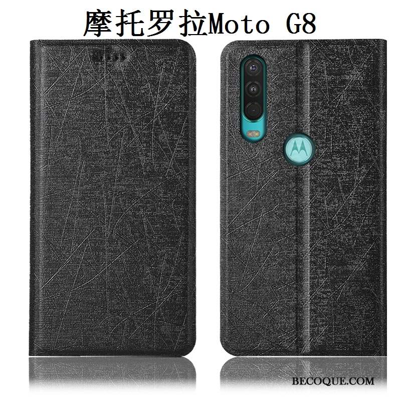 Moto G8 Coque Protection Tout Compris Or Étui Soie Étui En Cuir