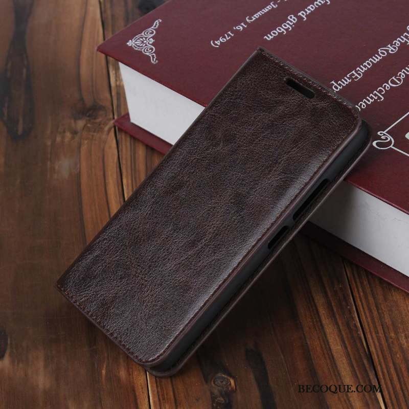 Moto G8 Cuir Véritable Coque De Téléphone Modèle Fleurie Protection Incassable Étui