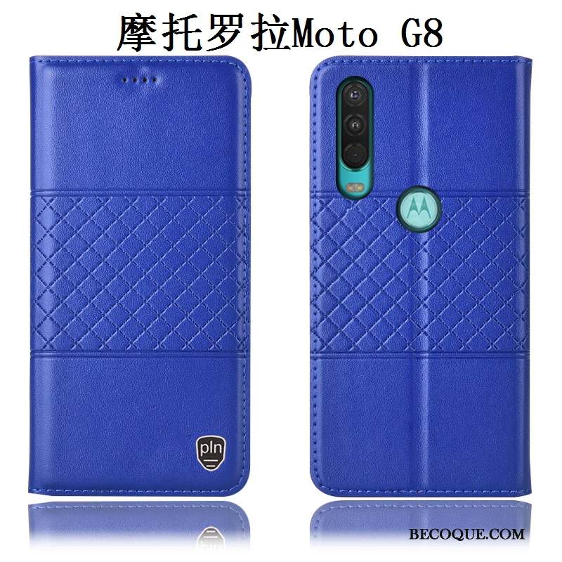Moto G8 Cuir Véritable Protection Étui Rouge Coque De Téléphone Incassable