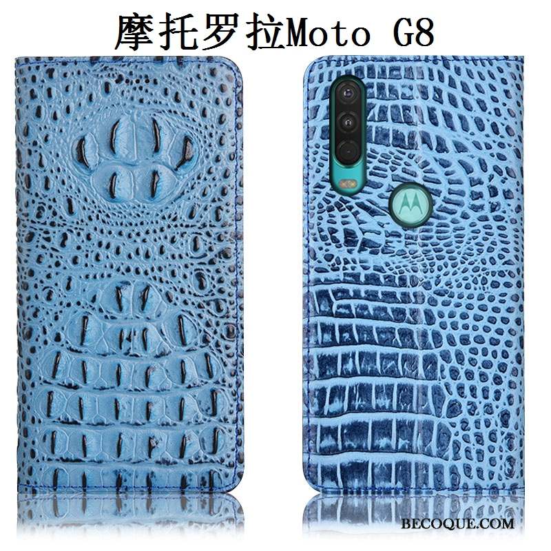 Moto G8 Incassable Étui En Cuir Noir Coque De Téléphone Cuir Véritable