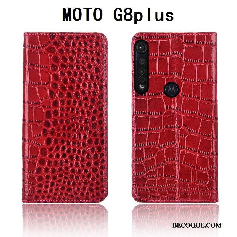 Moto G8 Plus Coque Nouveau Crocodile Clamshell Tout Compris Fluide Doux