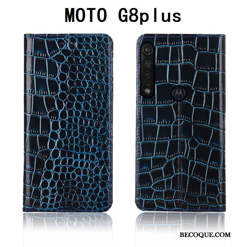 Moto G8 Plus Coque Nouveau Crocodile Clamshell Tout Compris Fluide Doux