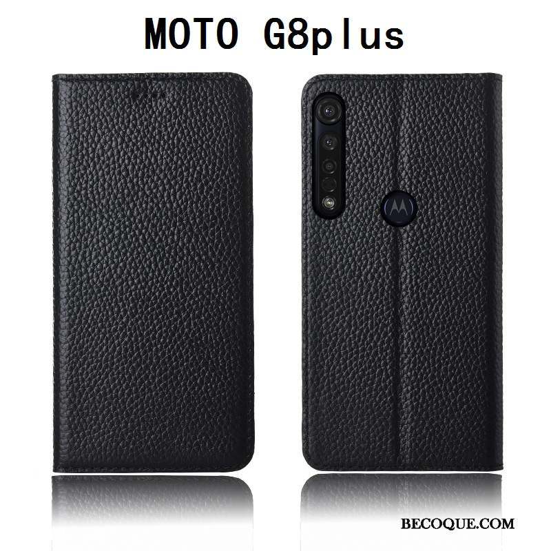 Moto G8 Plus Coque Étui Cuir Véritable Étui En Cuir Protection Nouveau Incassable