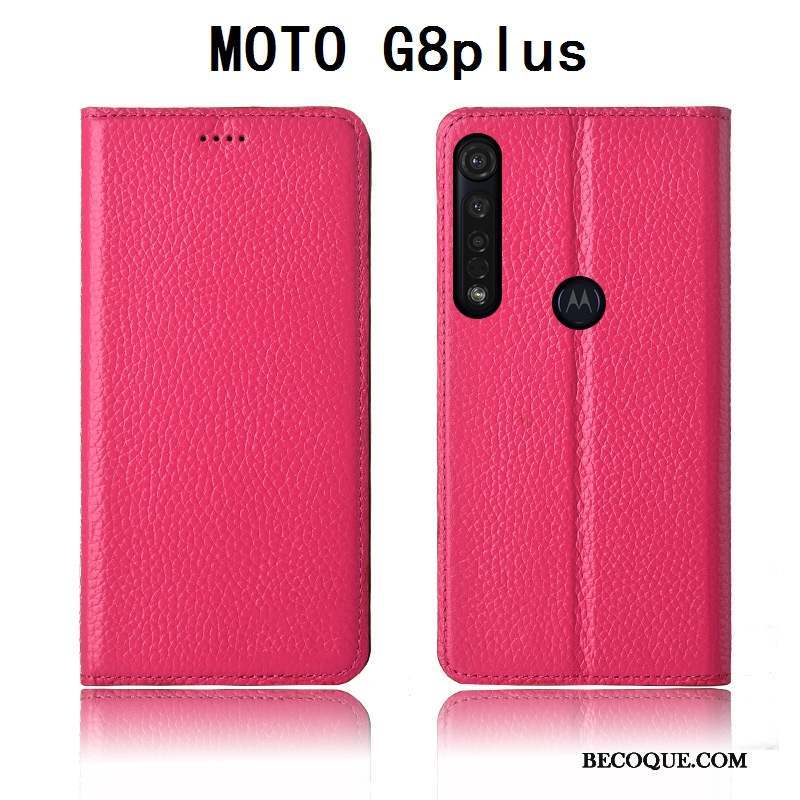 Moto G8 Plus Coque Étui Cuir Véritable Étui En Cuir Protection Nouveau Incassable