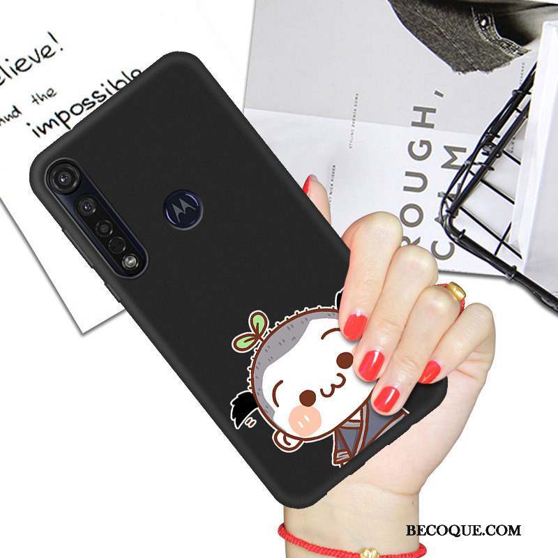 Moto G8 Plus Dessin Animé Noir Coque De Téléphone Étui Amoureux Fluide Doux