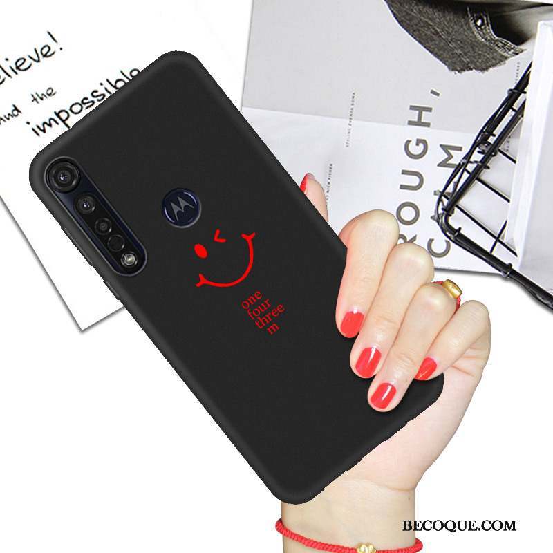 Moto G8 Plus Dessin Animé Noir Coque De Téléphone Étui Amoureux Fluide Doux