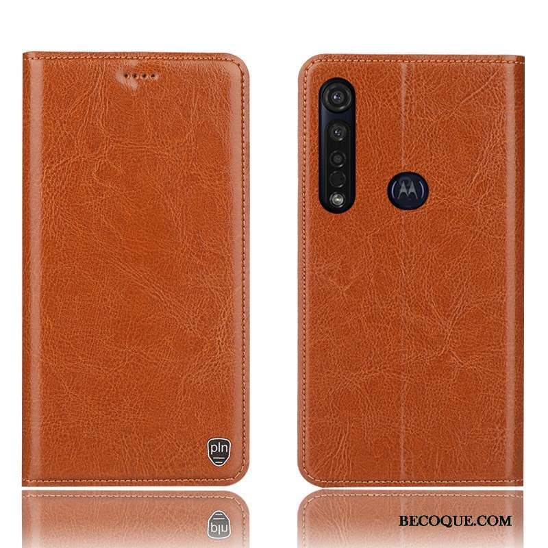 Moto G8 Plus Housse Bleu Coque De Téléphone Modèle Fleurie Protection Cuir Véritable