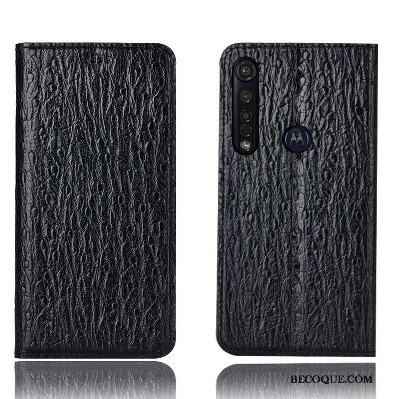 Moto G8 Plus Incassable Coque De Téléphone Cuir Véritable Protection Modèle Fleurie Housse