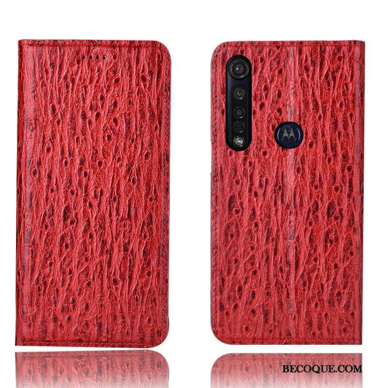 Moto G8 Plus Incassable Coque De Téléphone Cuir Véritable Protection Modèle Fleurie Housse