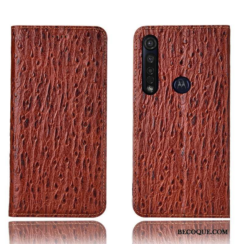 Moto G8 Plus Incassable Coque De Téléphone Cuir Véritable Protection Modèle Fleurie Housse