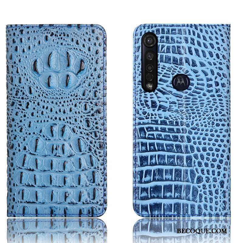 Moto G8 Plus Incassable Étui En Cuir Protection Housse Coque De Téléphone Crocodile