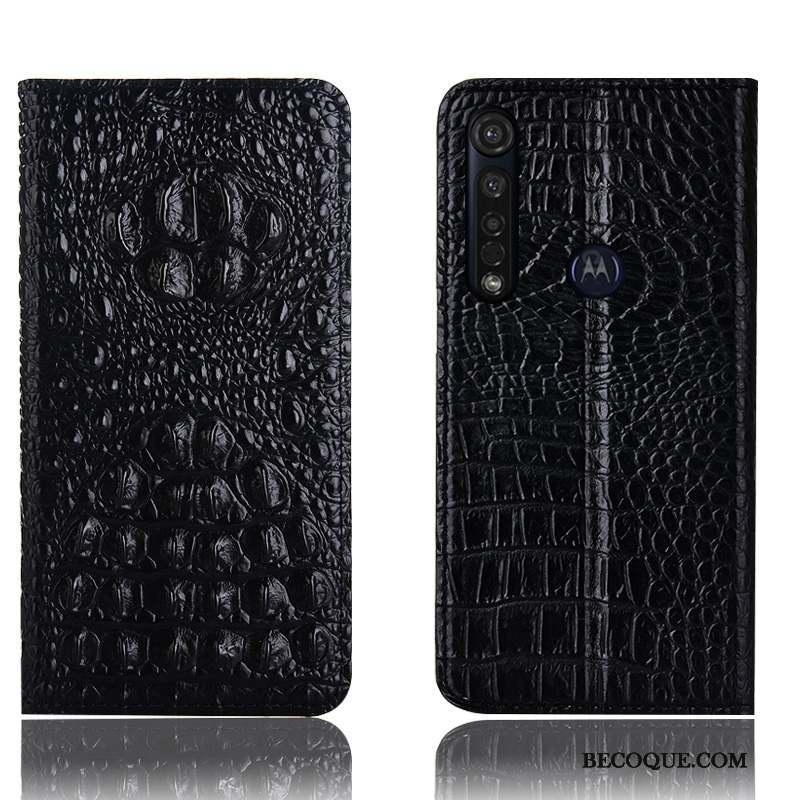 Moto G8 Plus Incassable Étui En Cuir Protection Housse Coque De Téléphone Crocodile