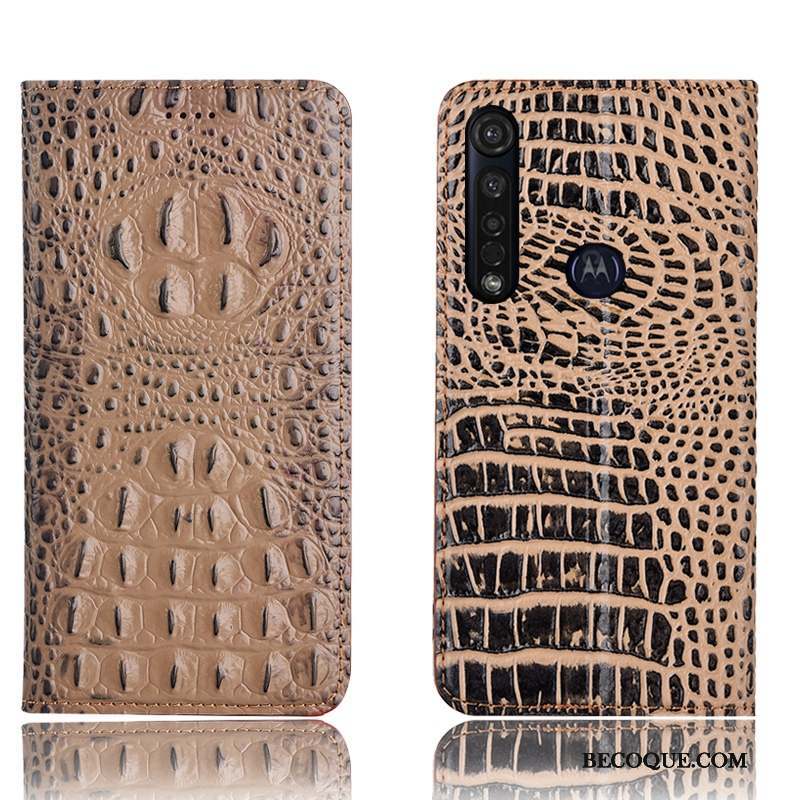 Moto G8 Plus Incassable Étui En Cuir Protection Housse Coque De Téléphone Crocodile