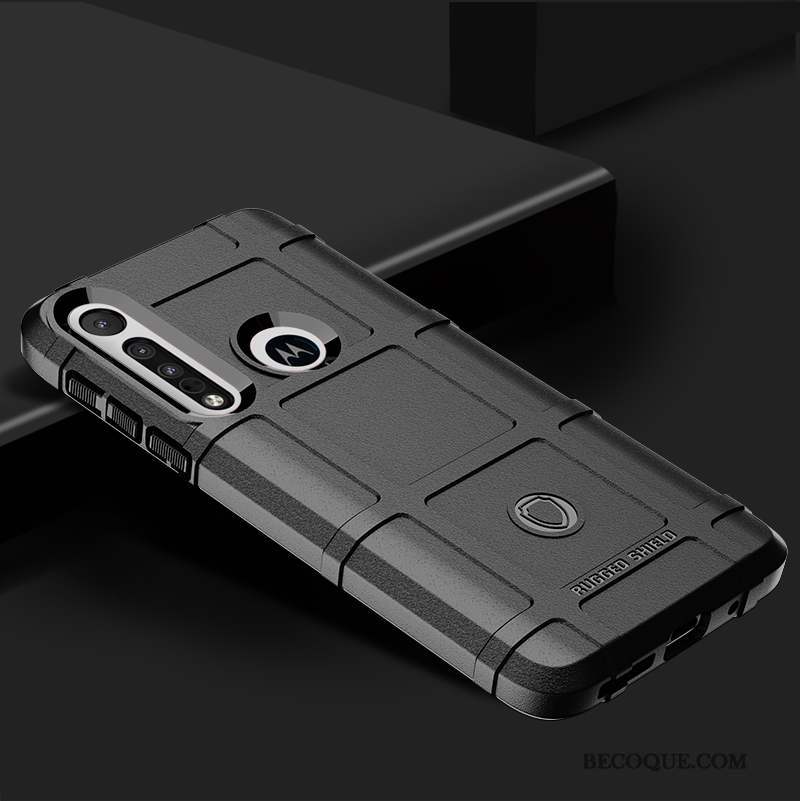 Moto G8 Plus Étui Incassable Coque De Téléphone Noir Silicone Épaissir