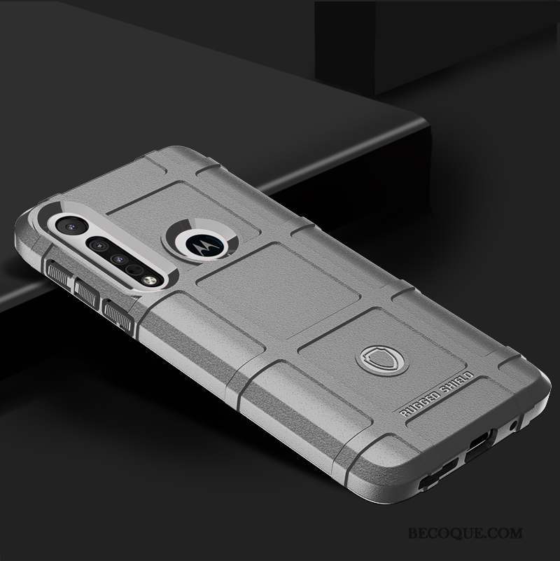 Moto G8 Plus Étui Incassable Coque De Téléphone Noir Silicone Épaissir