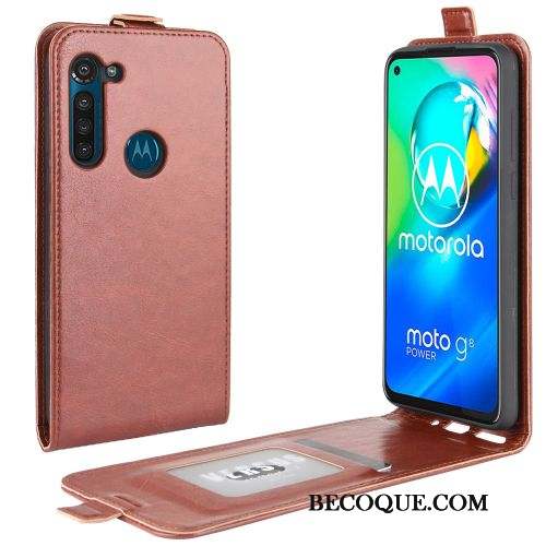 Moto G8 Power Coque Portefeuille Business Housse Protection Noir Carte