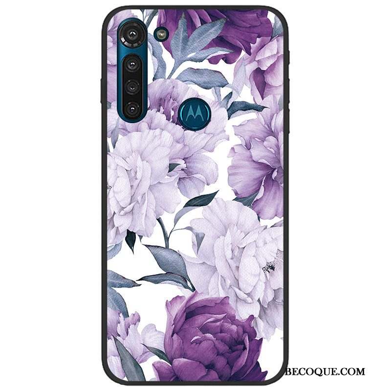 Moto G8 Power Délavé En Daim Fluide Doux Coque Étui Rose Pu