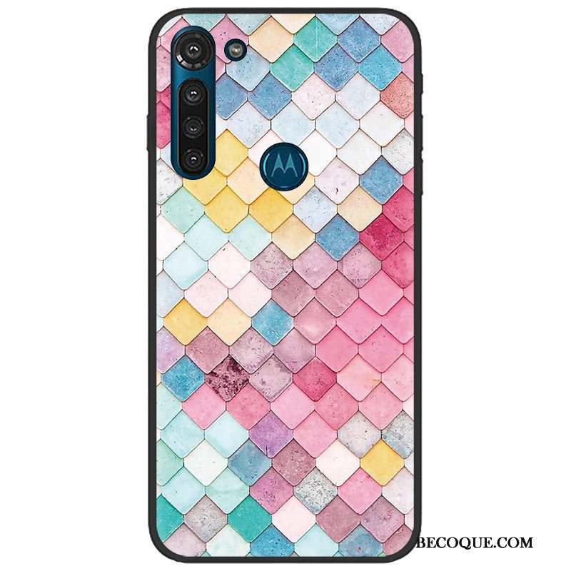 Moto G8 Power Délavé En Daim Fluide Doux Coque Étui Rose Pu