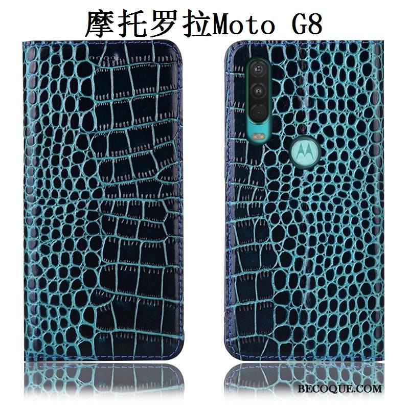 Moto G8 Protection Incassable Coque De Téléphone Tout Compris Étui Cuir Véritable