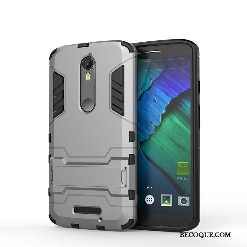 Moto X Force Coque De Téléphone Incassable Étui Mesh Gris Support