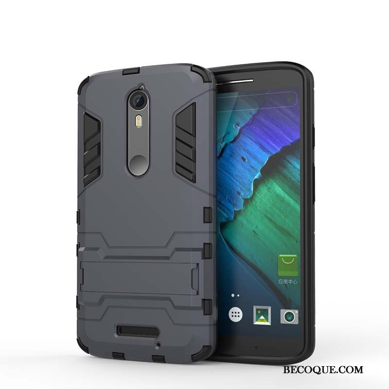 Moto X Force Coque De Téléphone Incassable Étui Mesh Gris Support