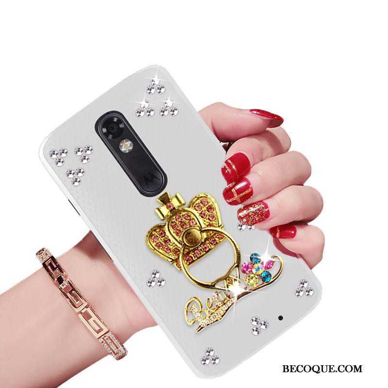 Moto X Force Strass Étui Coque De Téléphone Blanc Protection