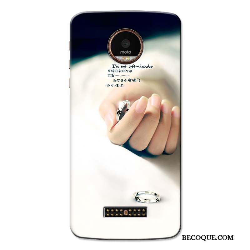 Moto X4 Coque Fluide Doux Dessin Animé Étui Téléphone Portable Protection Blanc