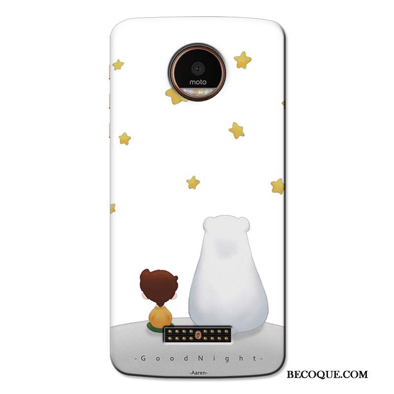 Moto X4 Coque Fluide Doux Dessin Animé Étui Téléphone Portable Protection Blanc