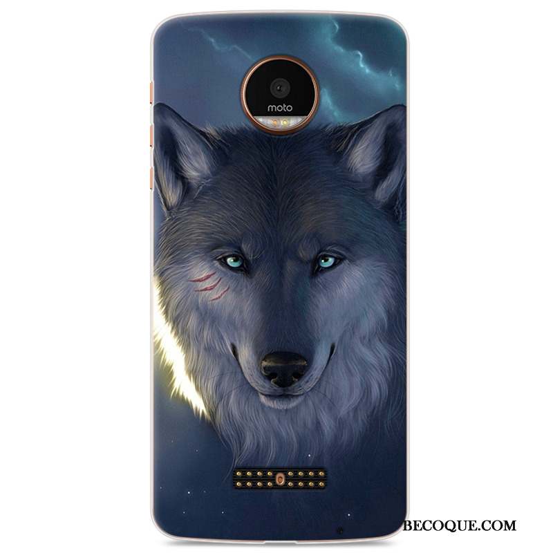 Moto Z Coque En Silicone De Téléphone Dessin Animé Incassable Protection Bleu