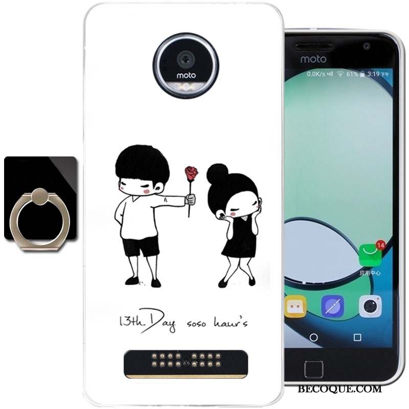 Moto Z Play Coque Étui Bleu Clair Protection Dessin Animé Fluide Doux Silicone