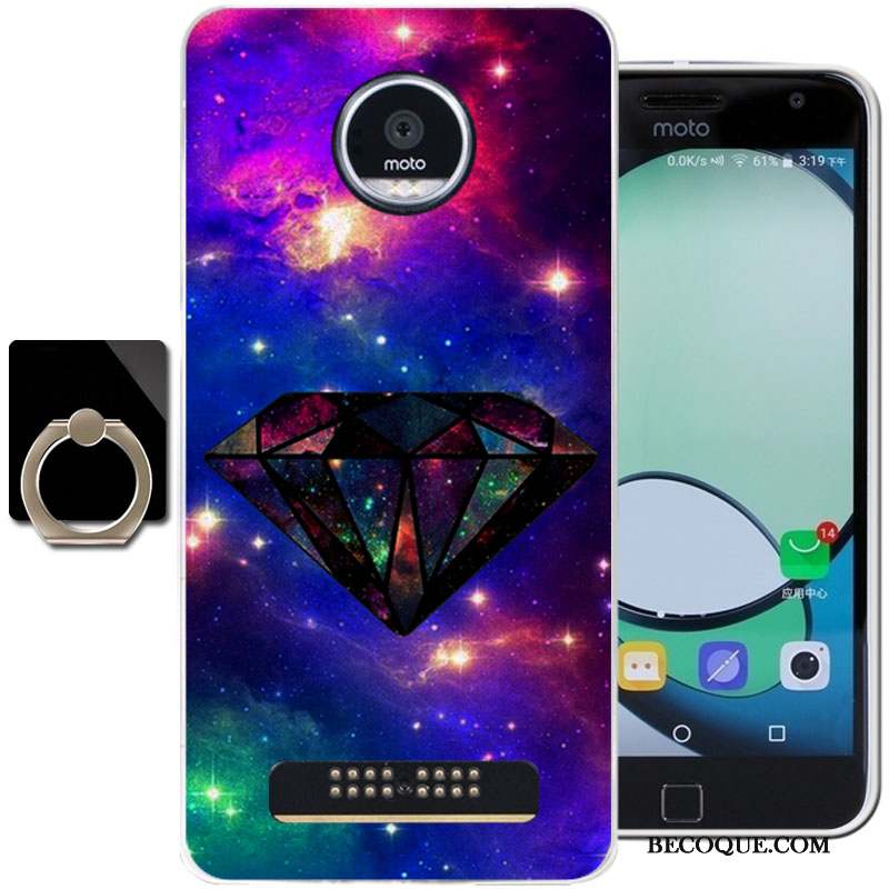 Moto Z Play Coque Étui Bleu Clair Protection Dessin Animé Fluide Doux Silicone