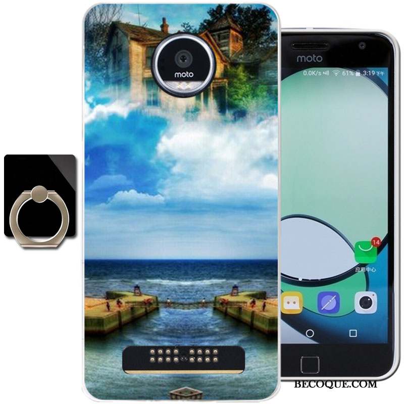 Moto Z Play Coque Étui Bleu Clair Protection Dessin Animé Fluide Doux Silicone