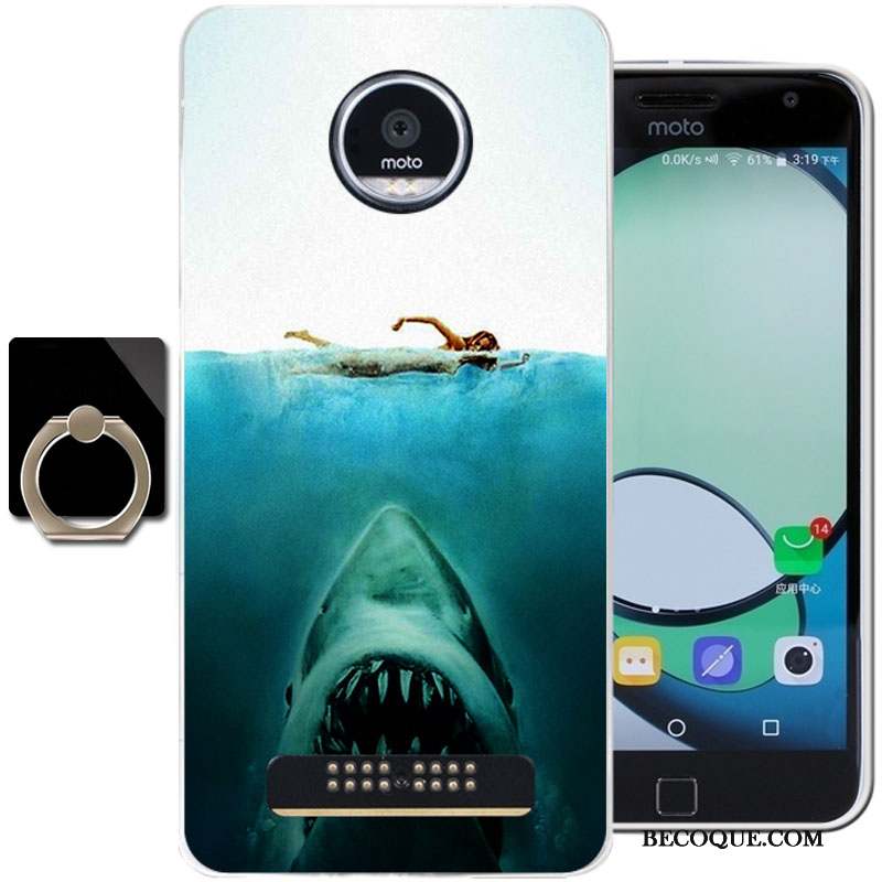 Moto Z Play Coque Étui Bleu Clair Protection Dessin Animé Fluide Doux Silicone