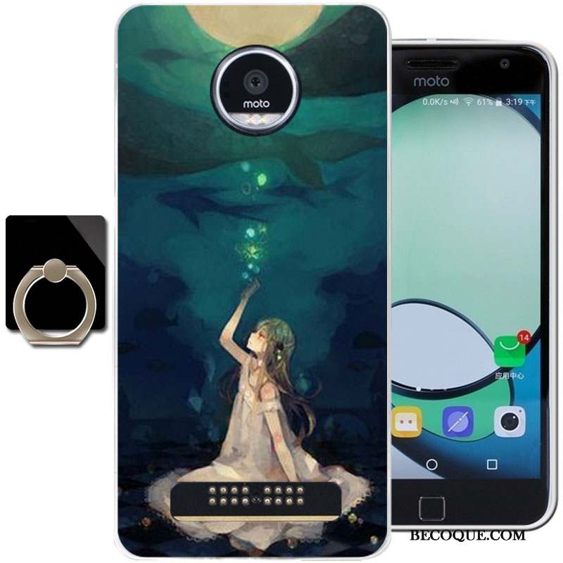 Moto Z Play Coque Étui Bleu Clair Protection Dessin Animé Fluide Doux Silicone