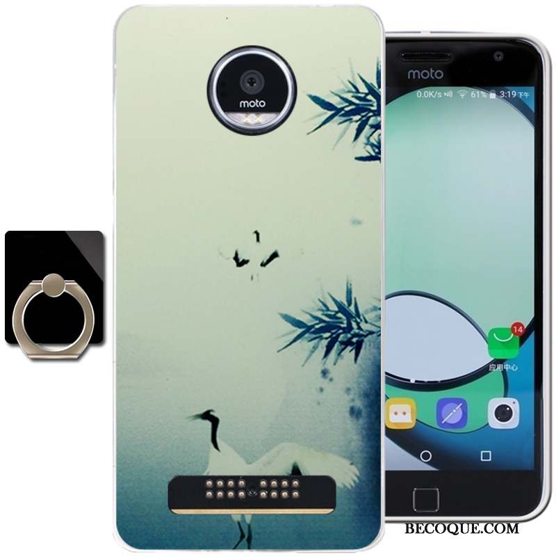 Moto Z Play Fluide Doux Coque De Téléphone Vert Vent Encre Étui