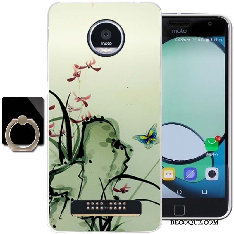 Moto Z Play Fluide Doux Coque De Téléphone Vert Vent Encre Étui