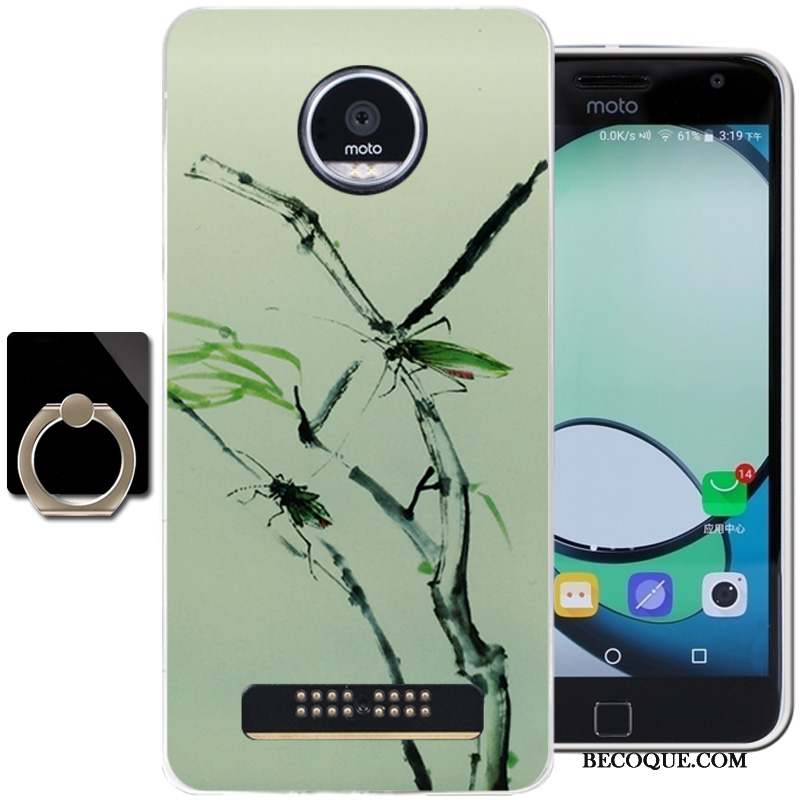 Moto Z Play Fluide Doux Coque De Téléphone Vert Vent Encre Étui