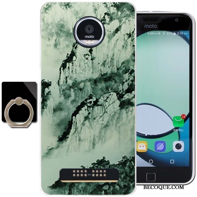 Moto Z Play Fluide Doux Coque De Téléphone Vert Vent Encre Étui