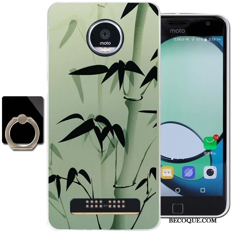 Moto Z Play Fluide Doux Coque De Téléphone Vert Vent Encre Étui