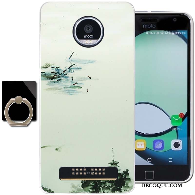 Moto Z Play Fluide Doux Coque De Téléphone Vert Vent Encre Étui