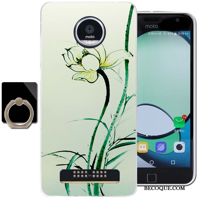 Moto Z Play Fluide Doux Coque De Téléphone Vert Vent Encre Étui