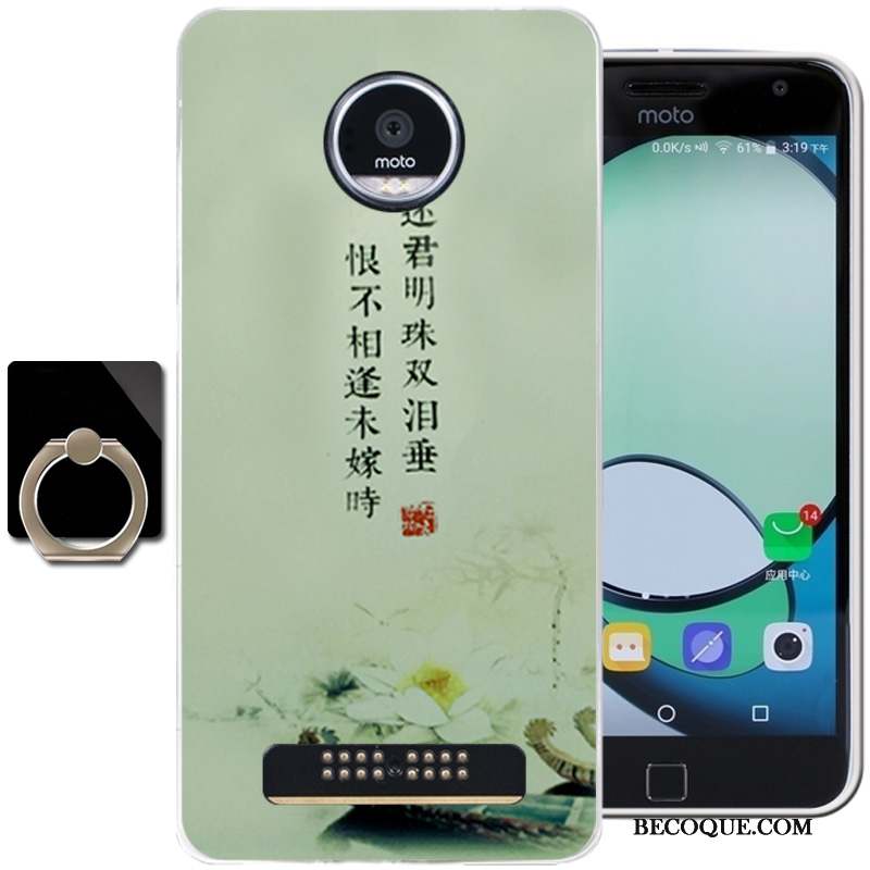 Moto Z Play Fluide Doux Coque De Téléphone Vert Vent Encre Étui